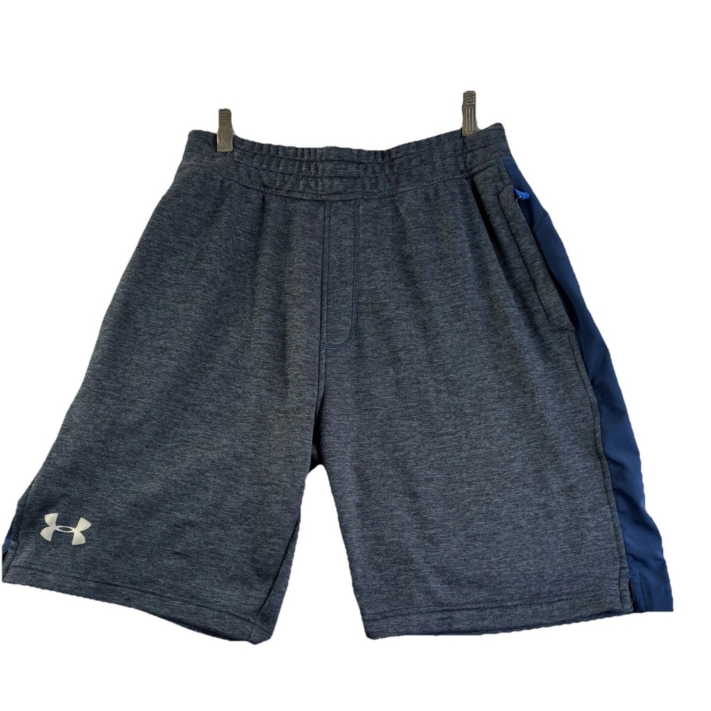 Under Armour Heat Gear Gray Blue Shorts Size M Logo Elastic Band